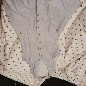 Pinstripe shirtdress with collar